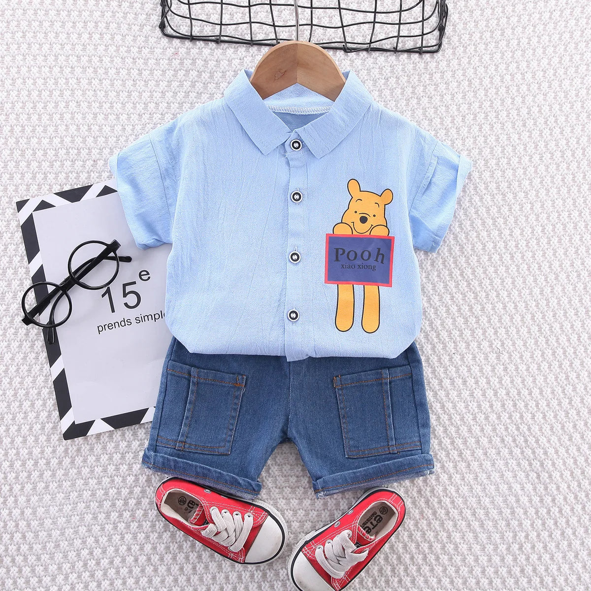 Boys Summer Cartoon Shirt & Shorts Set