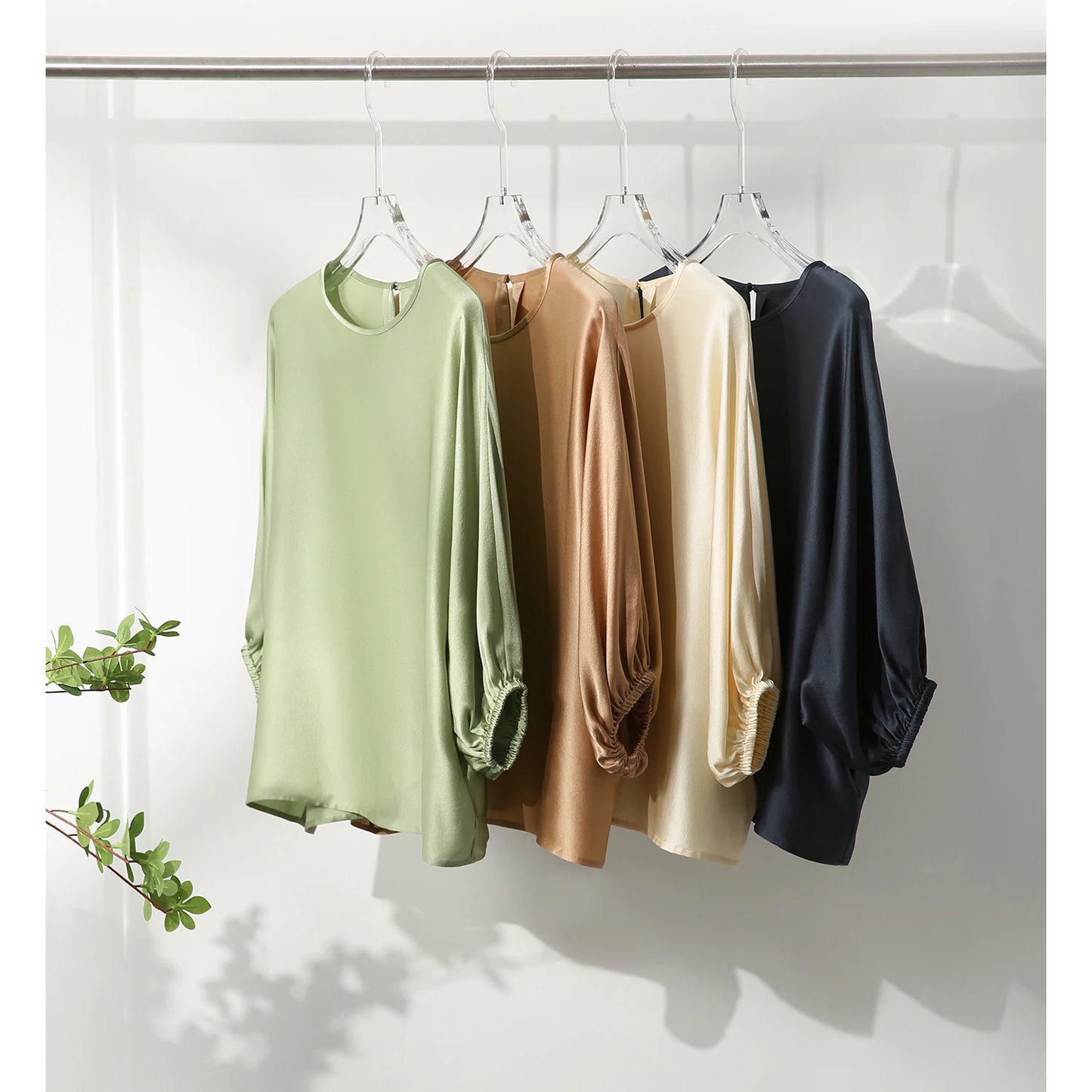 Silk Satin Batwing Sleeve Blouse