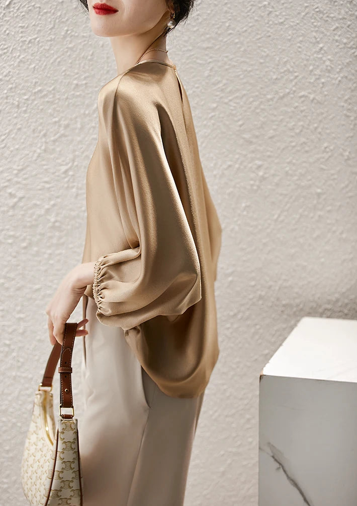 Silk Satin Batwing Sleeve Blouse