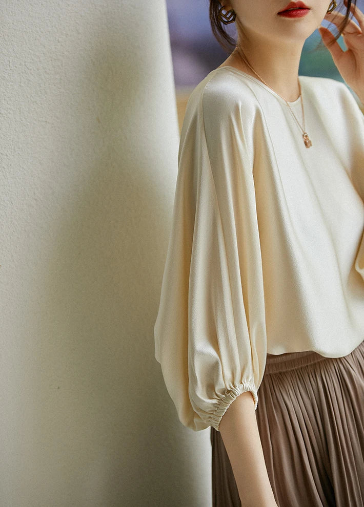 Silk Satin Batwing Sleeve Blouse
