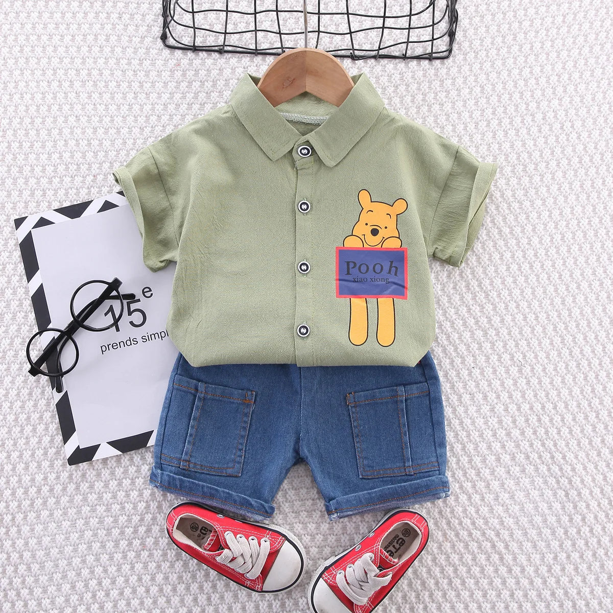 Boys Summer Cartoon Shirt & Shorts Set