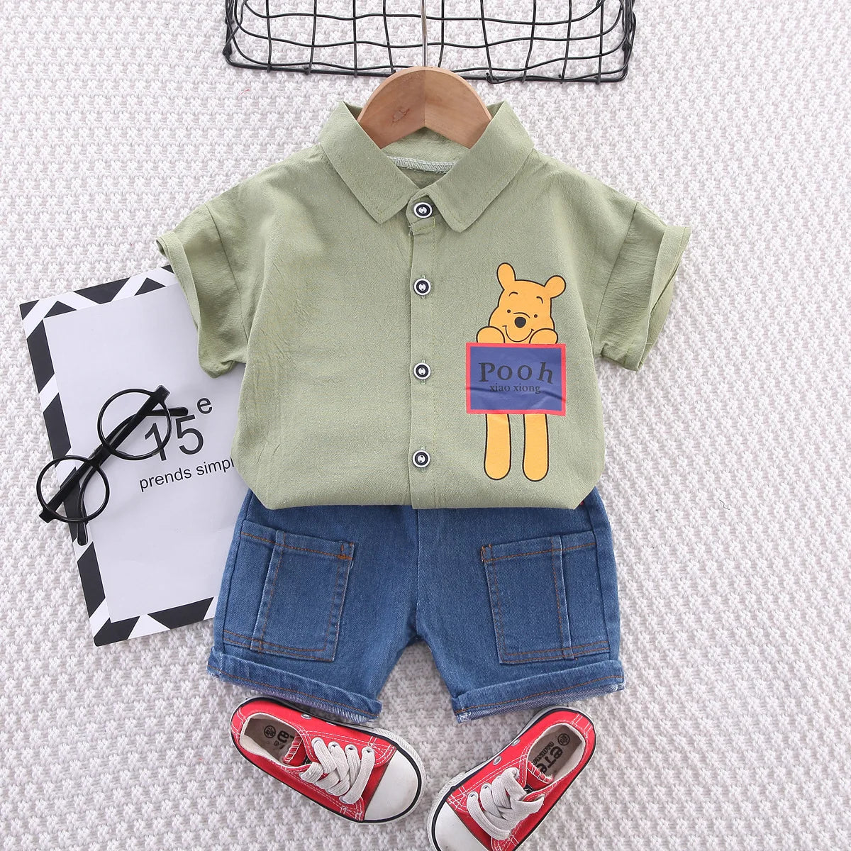 Boys Summer Cartoon Shirt & Shorts Set