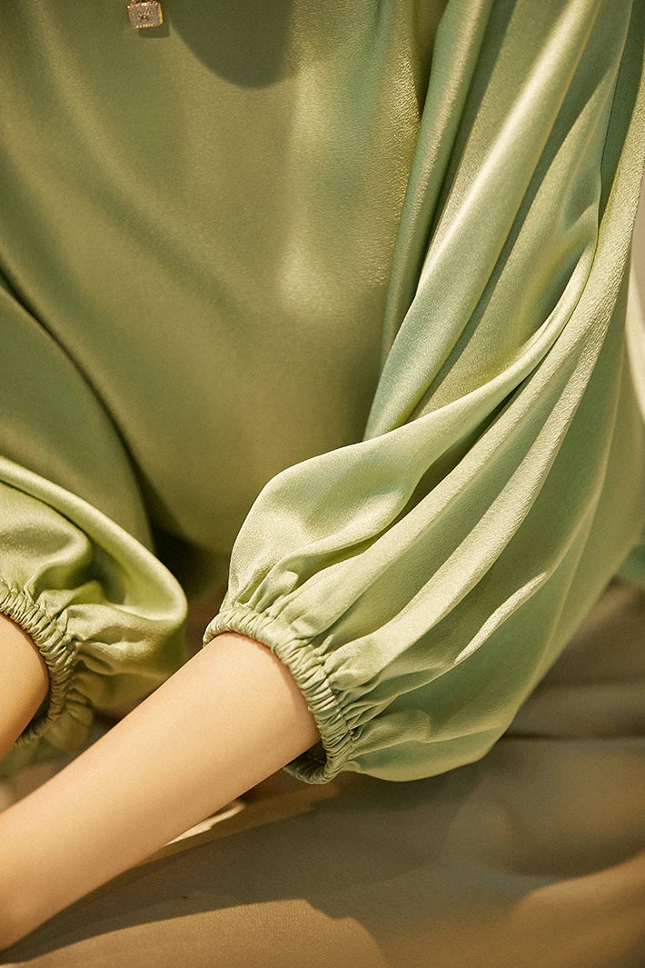 Silk Satin Batwing Sleeve Blouse