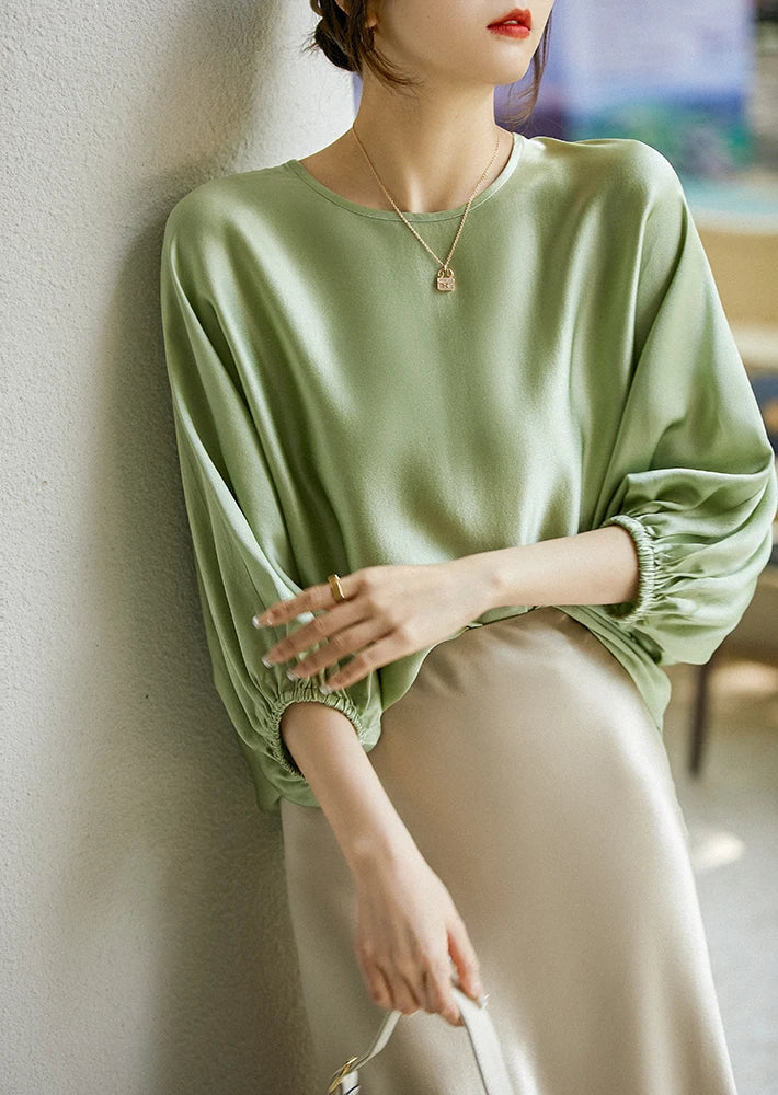 Silk Satin Batwing Sleeve Blouse