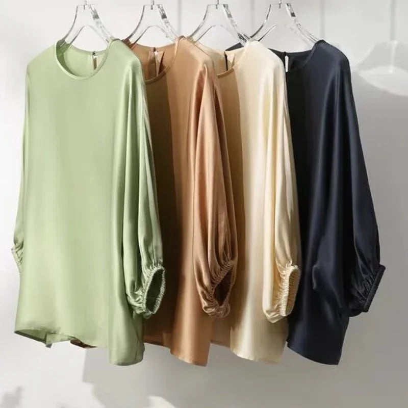 Silk Satin Batwing Sleeve Blouse