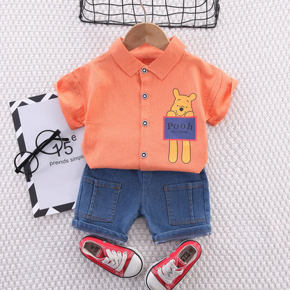 Boys Summer Cartoon Shirt & Shorts Set