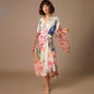 Peacock Print Beach Kimono Dress
