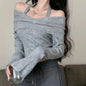 Deeptown Slim Fit Halter Long Sleeve Top