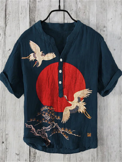 Men’s Multi-Color V-Neck Casual Shirt – Relaxed Fit