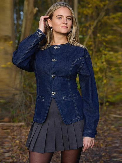 Vintage Denim Jacket & Wide Leg Pants Set