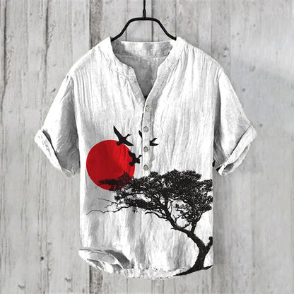 Men’s Multi-Color V-Neck Casual Shirt – Relaxed Fit