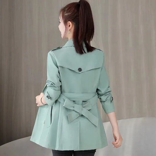 Belted Windbreaker – Stand Collar & Long Sleeve