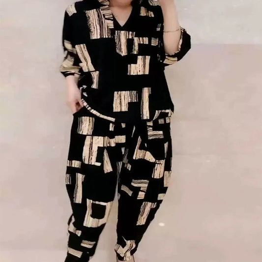 Korean Style 2-Piece Set – Top & Harem Pants