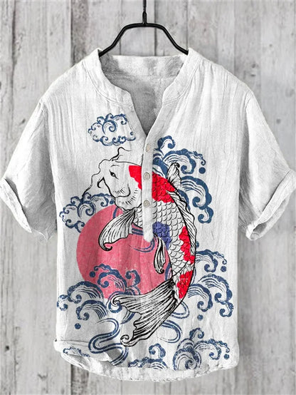 Men’s Multi-Color V-Neck Casual Shirt – Relaxed Fit