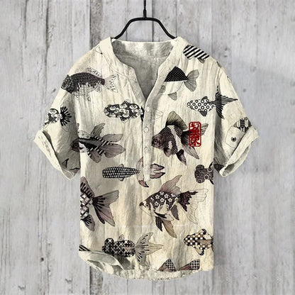 Men’s Multi-Color V-Neck Casual Shirt – Relaxed Fit