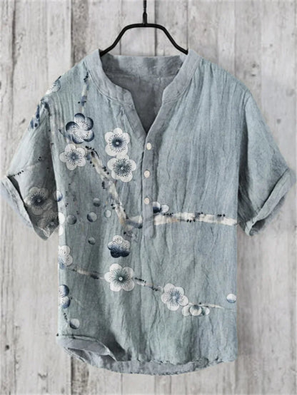 Men’s Multi-Color V-Neck Casual Shirt – Relaxed Fit