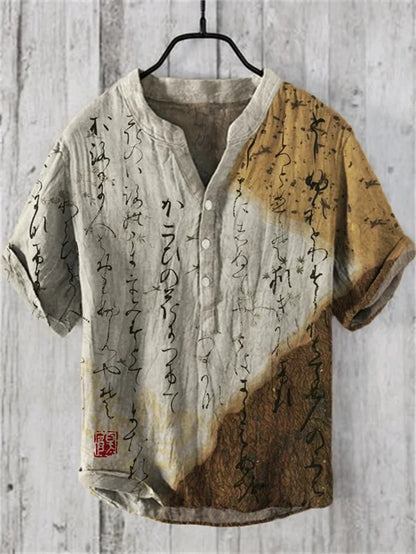 Men’s Multi-Color V-Neck Casual Shirt – Relaxed Fit