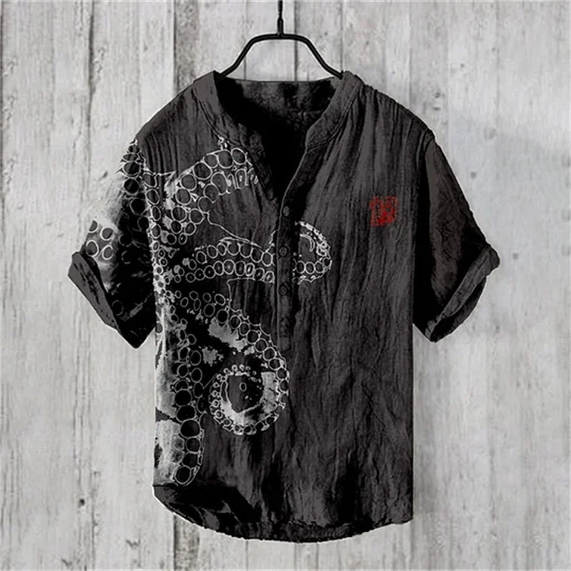 Men’s Multi-Color V-Neck Casual Shirt – Relaxed Fit