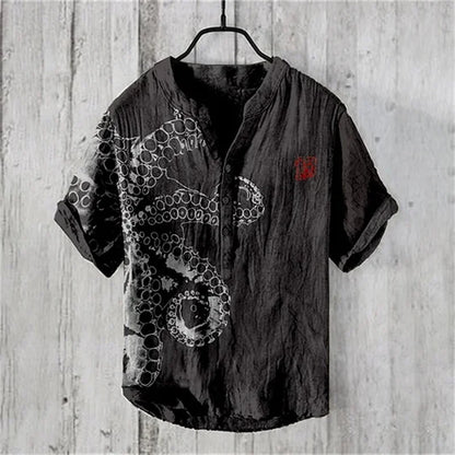 Men’s Multi-Color V-Neck Casual Shirt – Relaxed Fit