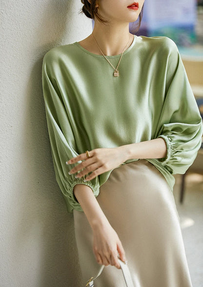 Silk Satin Batwing Sleeve Blouse