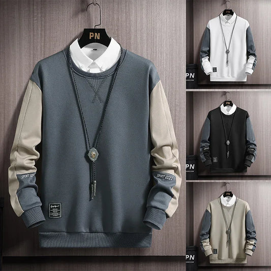 Men’s Oversized Patchwork Hoodie – Casual Pullover
