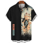 Men's Samurai Cat Hawaiian Shirt – Casual, Short-Sleeve, Button-Up