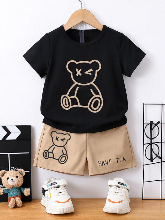 Boys Summer Set – Cartoon Bear T-shirt & Shorts