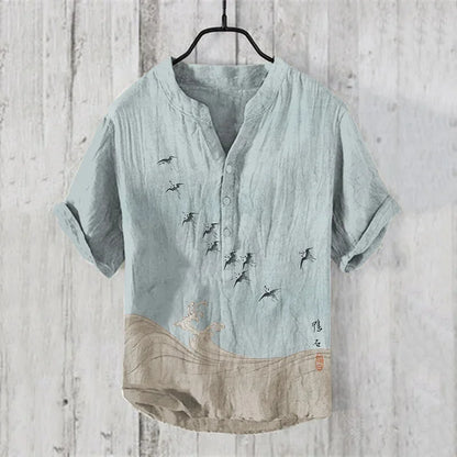 Men’s Multi-Color V-Neck Casual Shirt – Relaxed Fit