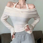 Deeptown Slim Fit Halter Long Sleeve Top