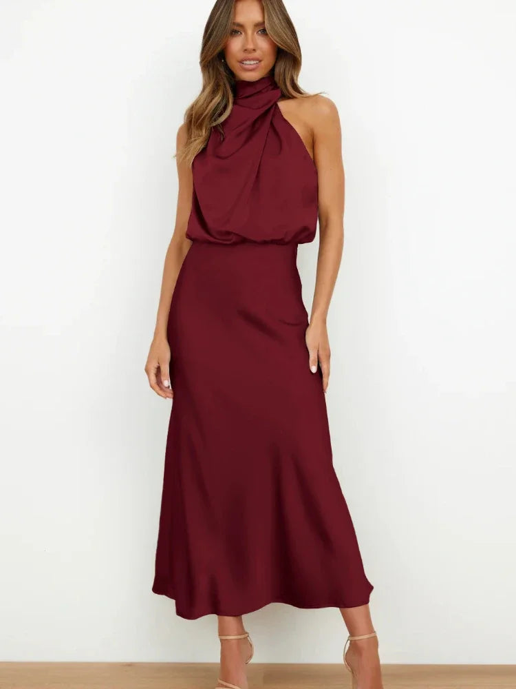 Elegant Satin Jumpsuit – Wide Leg & Sleeveless
